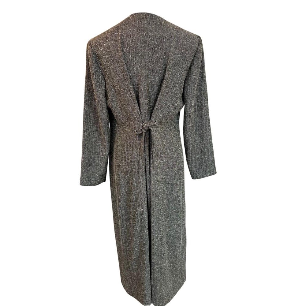 Classic Black Collar Gray Button-Front Women's Dr… - image 6